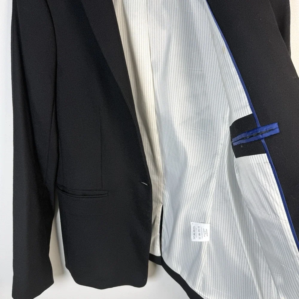 J. Crew Size 6 Black Regent Blazer in wool Flannel One Button Preppy Jacket